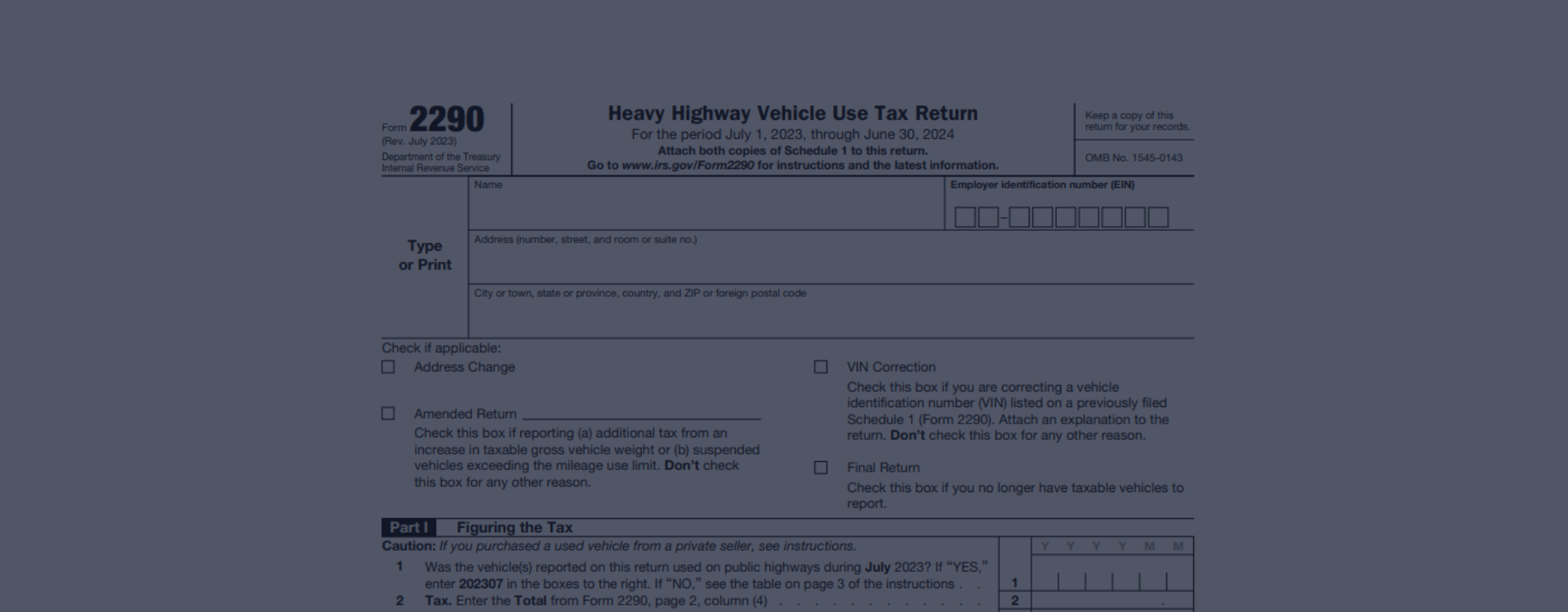 Form 2290 ⮚ Printable Irs 2290 Tax Form For 2023 In Pdf And Online Instructions To File Hvut 5929